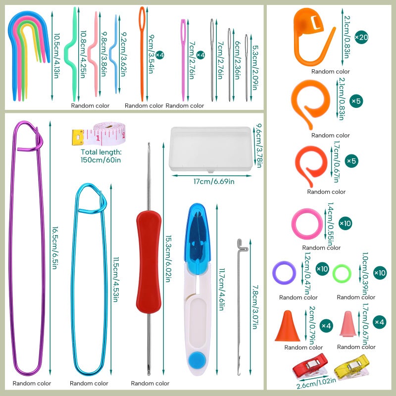 JUPEAN Complete Knitting Accessories, Knitting Supplies Kit with Stitch Markers Plastic Sewing Needles Cable Needles for Sewing and Weaving - Image 2